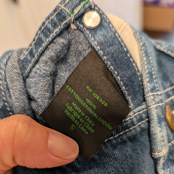 JOHN DEERE kids blue denim bib overalls size 5 - Picture 7 of 8